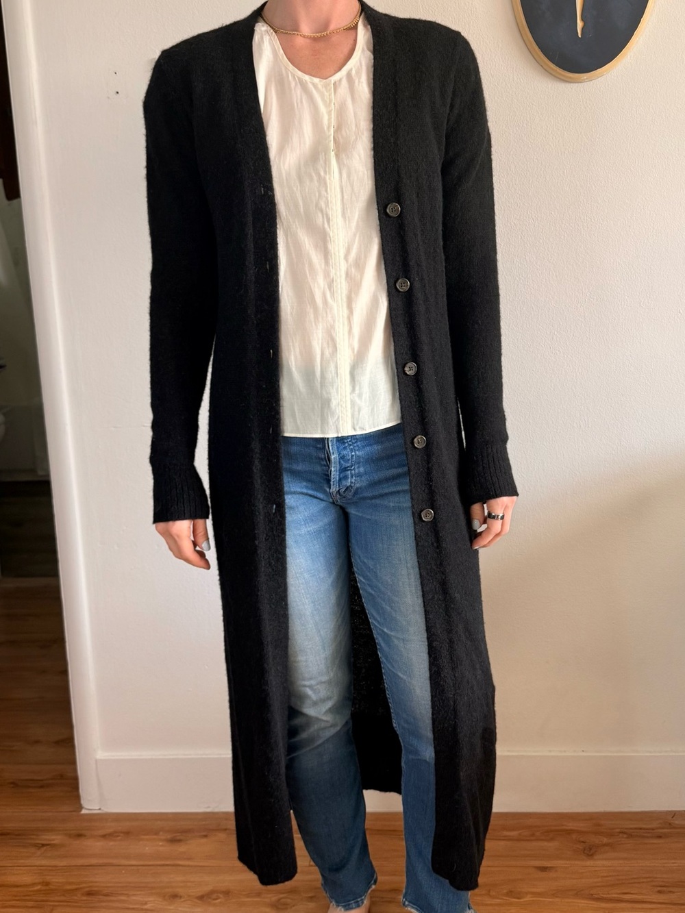 Wilfred Black Long Button-Front Women's Cardigan - Picture 2 of 4